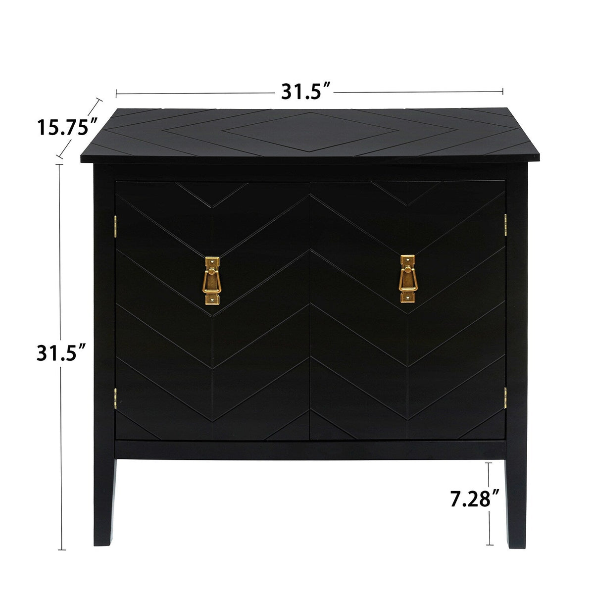Bybafun Vintage Style Black Wood Storage Cabinet with Adjustable Shelves and Antique Brass Handle