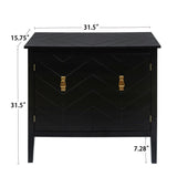 Bybafun Vintage Style Black Wood Storage Cabinet with Adjustable Shelves and Antique Brass Handle