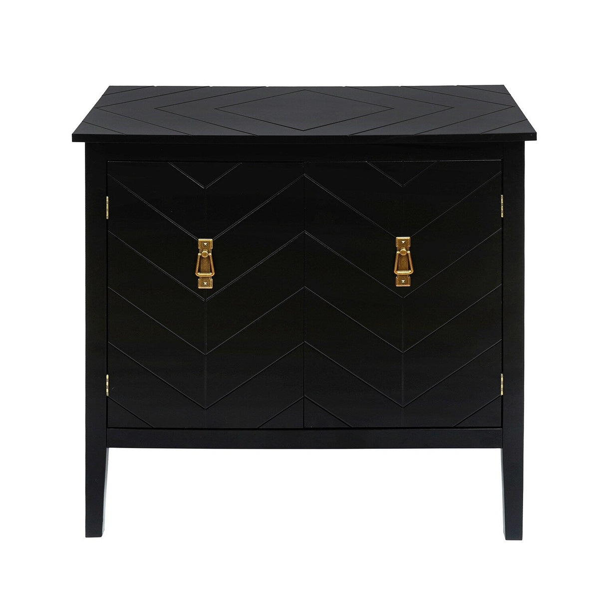 Bybafun Vintage Style Black Wood Storage Cabinet with Adjustable Shelves and Antique Brass Handle