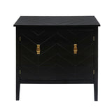 Bybafun Vintage Style Black Wood Storage Cabinet with Adjustable Shelves and Antique Brass Handle