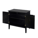 Bybafun Vintage Style Black Wood Storage Cabinet with Adjustable Shelves and Antique Brass Handle