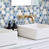 Apollo Tile Moonstone Blue 10-in x 11-in Glossy Glass Hexagon Floor and Wall Tile (8.63-sq. ft/ Carton)