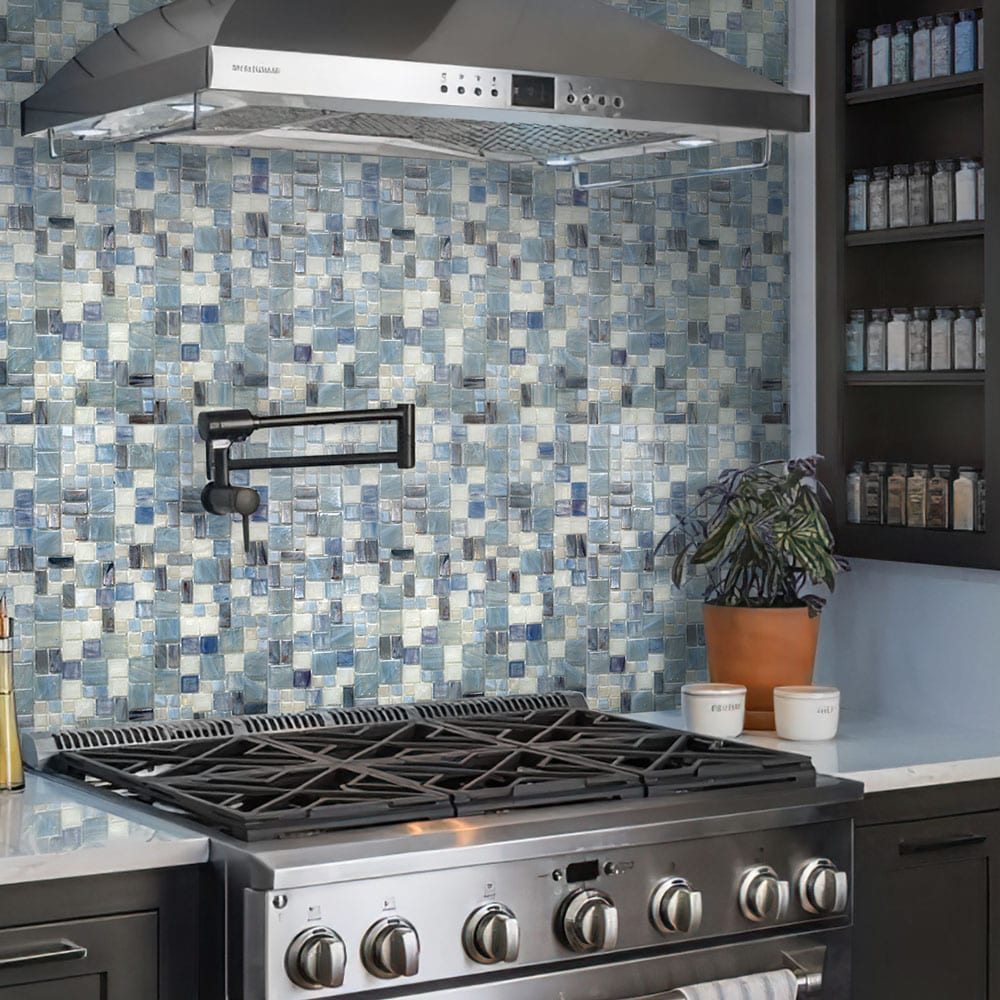 Apollo Tile (Sample) Majeste Gray 4-in x 4-in Glazed Glass Mixed Pattern Floor and Wall Tile