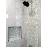 Apollo Tile White 12-in x 12-in Polished Glass; Metal; Stone Marble Penny Round Patterned Floor and Wall Tile (4.67-sq. ft/ Carton)