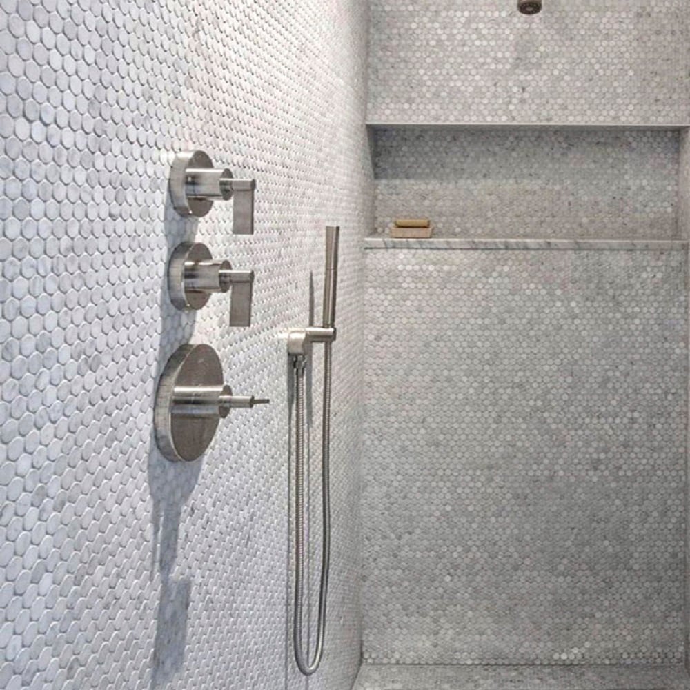 Apollo Tile (Sample) White 4-in x 4-in Honed Marble Penny Round Mosaic Floor and Wall Tile