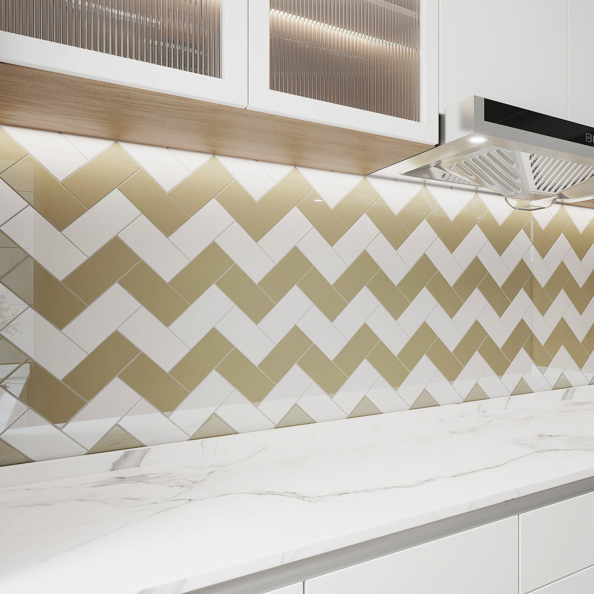 Giorbello (Sample) 3x6 Glass Subway Tiles Light Taupe 3-in x 6-in Glossy Glass Brick Subway Wall Tile