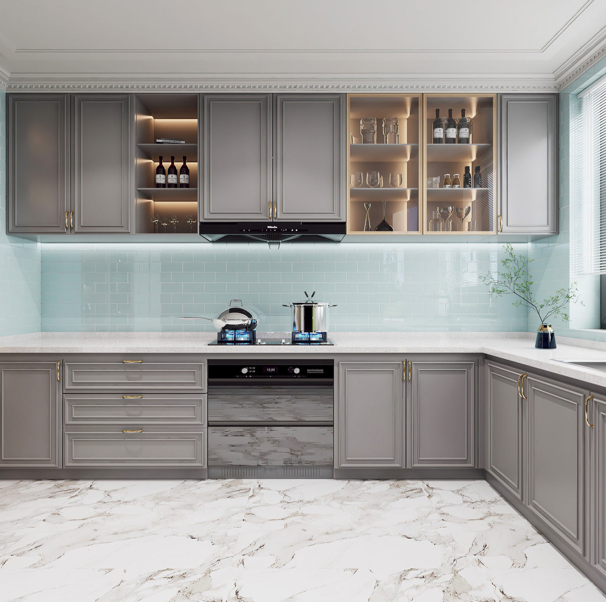 Giorbello Classic Premium Baby Blue 3-in x 6-in Glossy Glass Subway Wall Tile (5-sq. ft/ Carton)