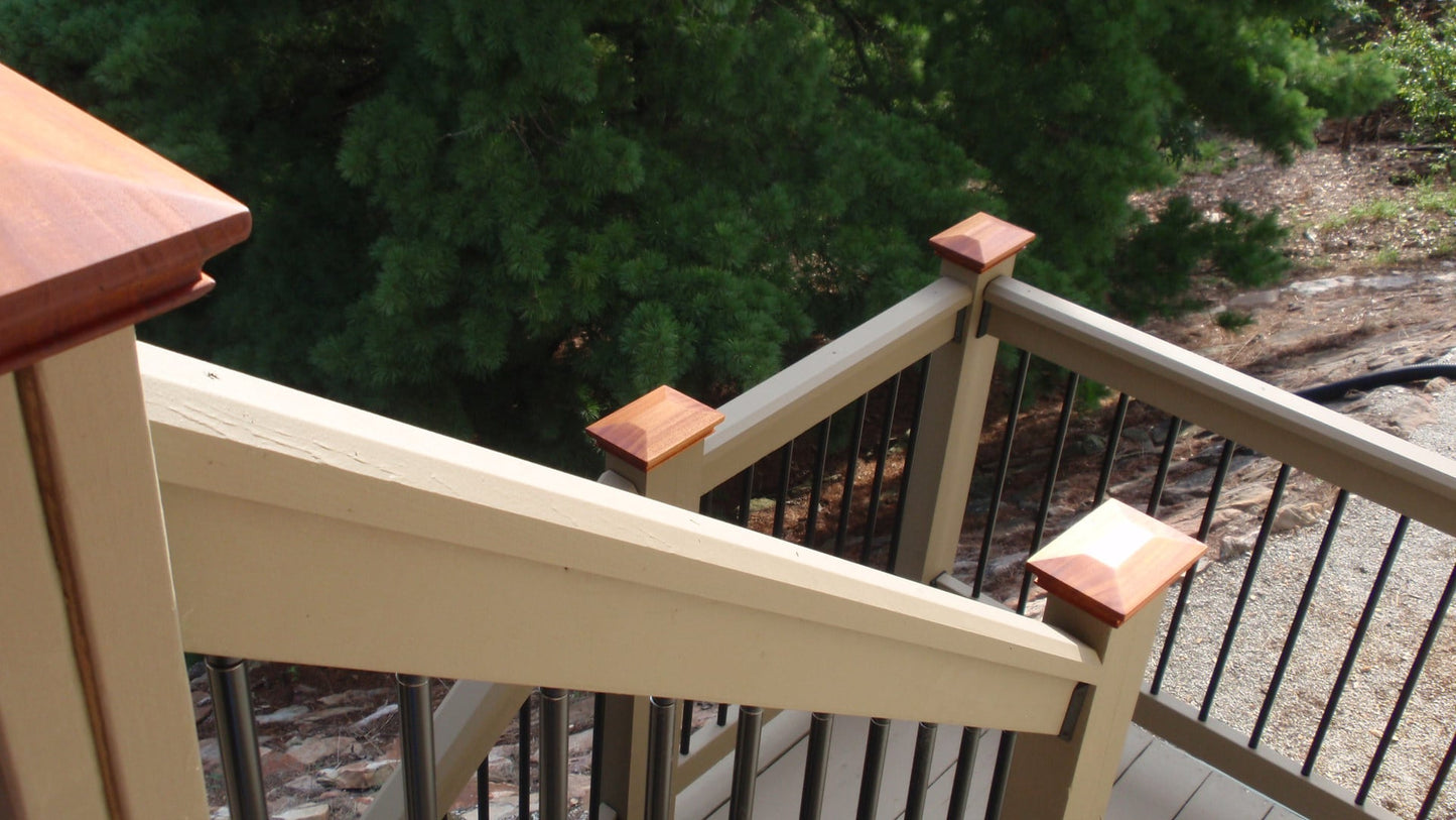 PERMAKAP 6-in x 6-in Pyramid One-Piece Sanded Wood Mahogany Deck Post Cap