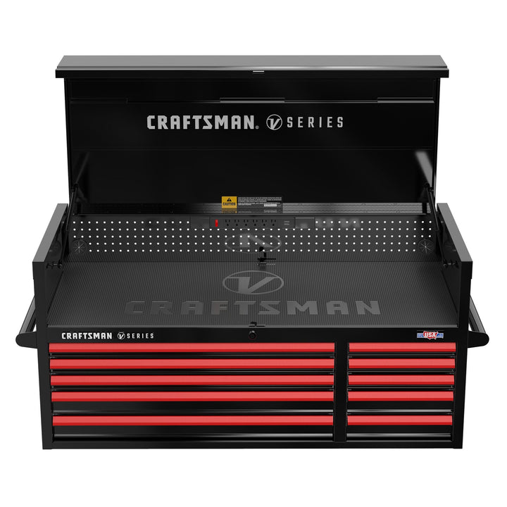 CRAFTSMAN V-Series 52-in W x 27-in H 10-Drawer Steel Tool Chest (Black)