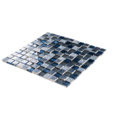 Apollo Tile (Sample) Wall Tile Mini Square Gray and Blue 4-in x 4-in Glossy Glass/Metal/Stone Marble Wall Tile