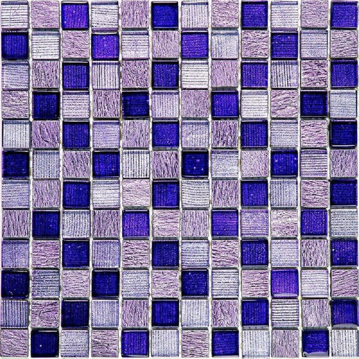 Apollo Tile Phoenix Purple and Blue Mini Squares 12-in x 12-in Polished Glass, Stone Marble Uniform Squares Wall Tile (4.83-sq. ft/ Carton)