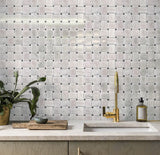 Apollo Tile Heritage White 12-in x 12-in Polished Natural Stone Marble Basketweave Floor and Wall Tile (4.2-sq. ft/ Carton)