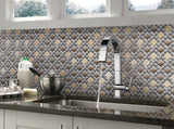 Apollo Tile (Sample) Wall Tile Silver 4-in x 4-in Polished Glass/Metal/Stone Marble Wall Tile