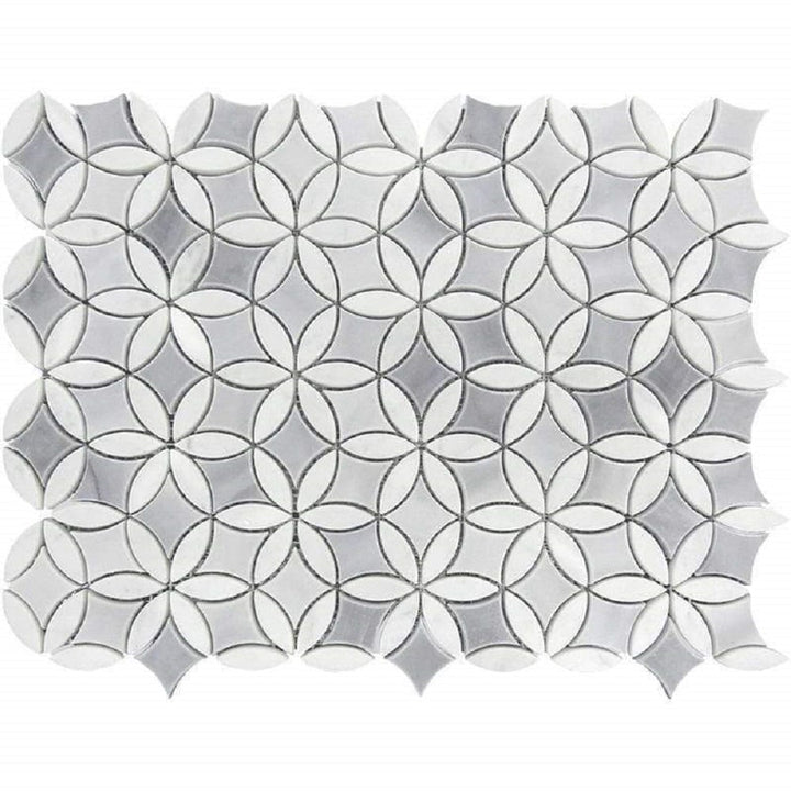Apollo Tile (Sample) Floor and Wall Tile Gray and White 4-in x 4-in Polished Marble Pinwheel Patterned Floor and Wall Tile