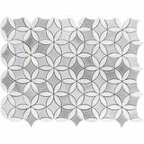 Apollo Tile Indigo Gray and White 12-in x 15-in Polished Natural Stone Marble Pinwheel Patterned Floor and Wall Tile (6.18-sq. ft/ Carton)
