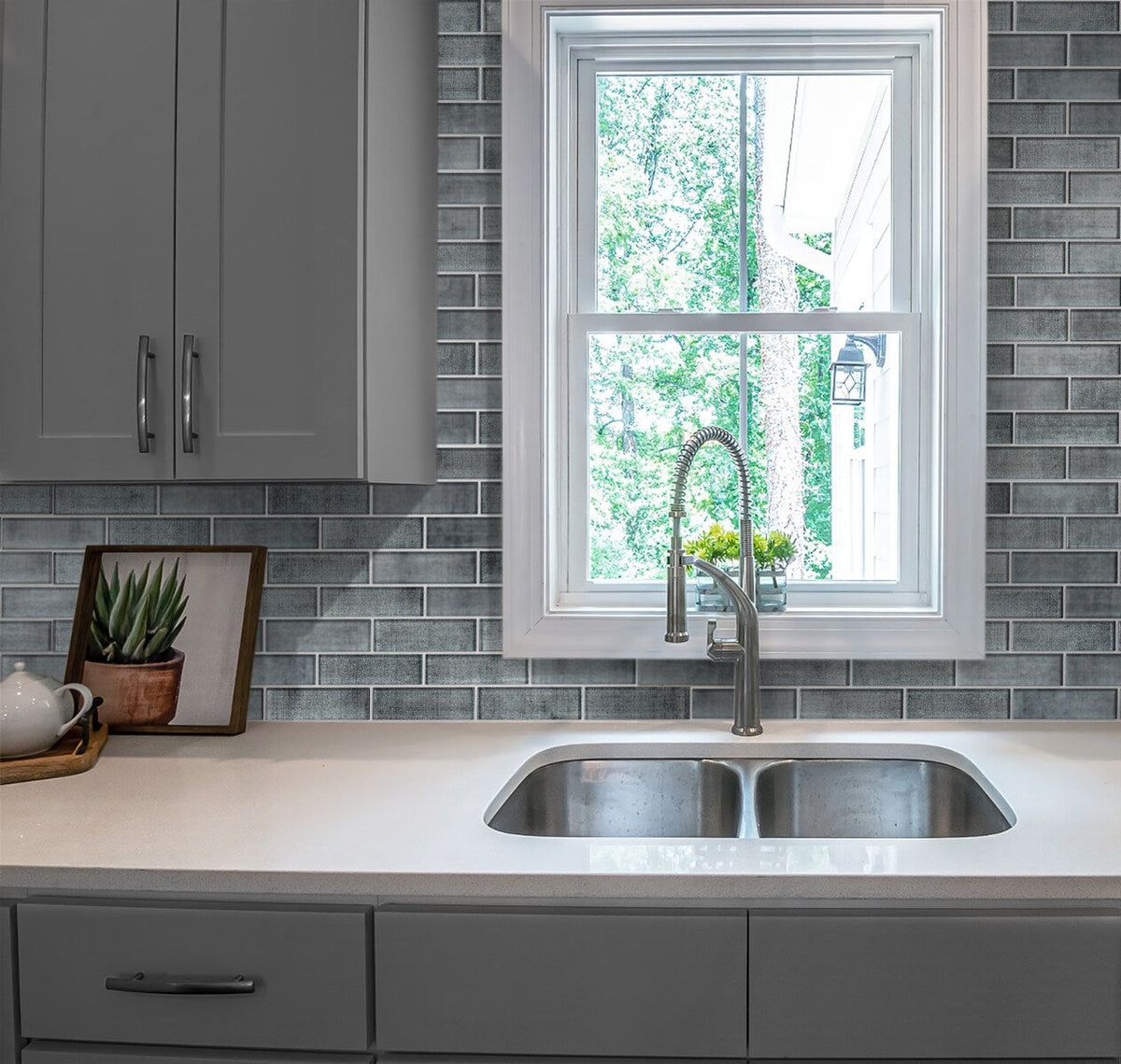 Apollo Tile Montana Light Gray 12-in x 12-in Glossy Glass Brick Patterned Wall Tile (4.83-sq. ft/ Carton)