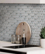 Apollo Tile Alabaster Gray 12-in x 12-in Multi-finish Recycled Glass Hexagon Patterned Floor and Wall Tile (4.92-sq. ft/ Carton)