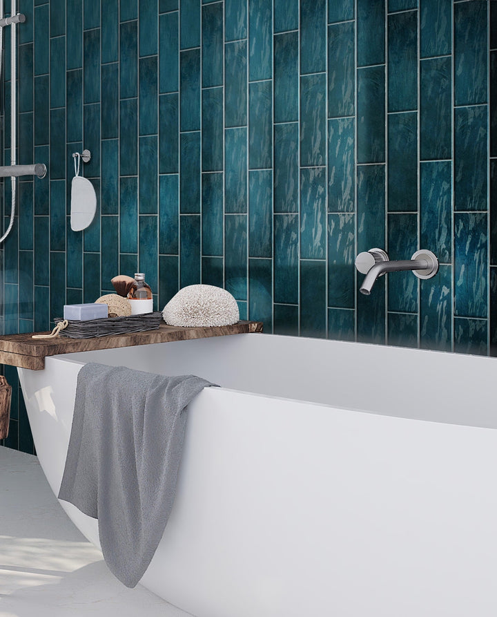 Apollo Tile (Sample) Duchess Green 2-1/2-in x 8-in Glossy Ceramic Subway Wall Tile