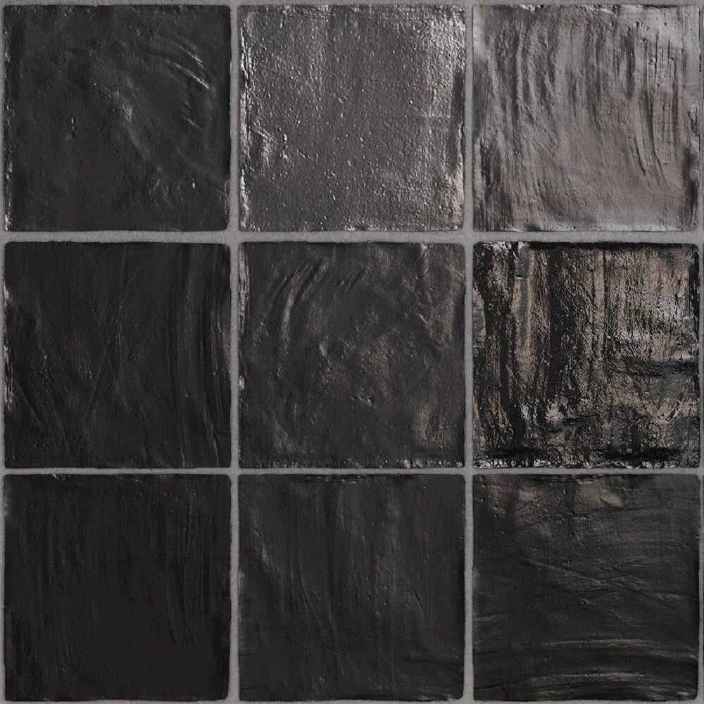 Apollo Tile Duchess Black 4-in x 4-in Glossy Ceramic Wall Tile (5.38-sq. ft/ Carton)
