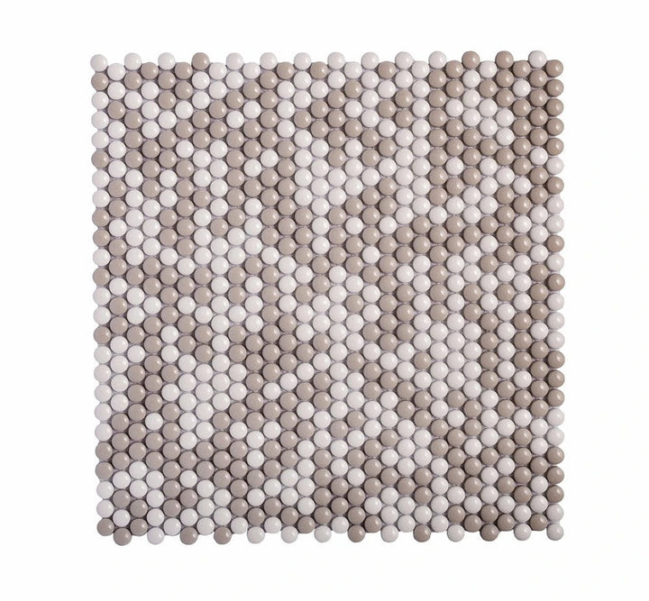 Apollo Tile Alabaster White Beige 12-in x 13-in Glossy Recycled glass Patterned Penny round Mosaic Floor and Wall Tile product image