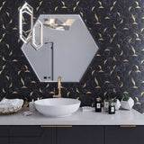 Apollo Tile Brisk Black and Gold 12-in x 12-in Honed PVC Patterned Peel and Stick Wall Tile (8.3-sq. ft/ Carton)