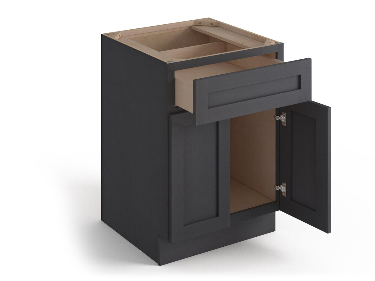 Valleywood Cabinetry 24-in W x 34.5-in H x 24-in D Ideal Gray Birch 1-Drawer Base Ready To Assemble Plywood Cabinet (Flat Panel Shaker Style)