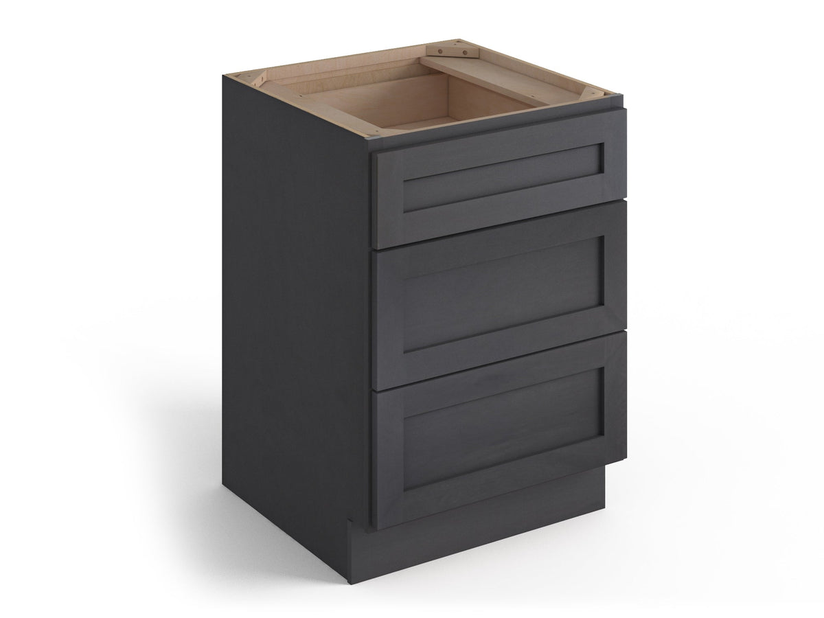 Valleywood Cabinetry 27-in W x 34.5-in H x 24-in D Ideal Gray Birch 3-Drawer Base Ready To Assemble Plywood Cabinet (Flat Panel Style)