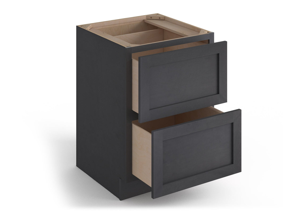 Valleywood Cabinetry 30-in W x 34.5-in H x 24-in D Ideal Gray Birch 2-Drawer Base Ready To Assemble Plywood Cabinet (Flat Panel Style)