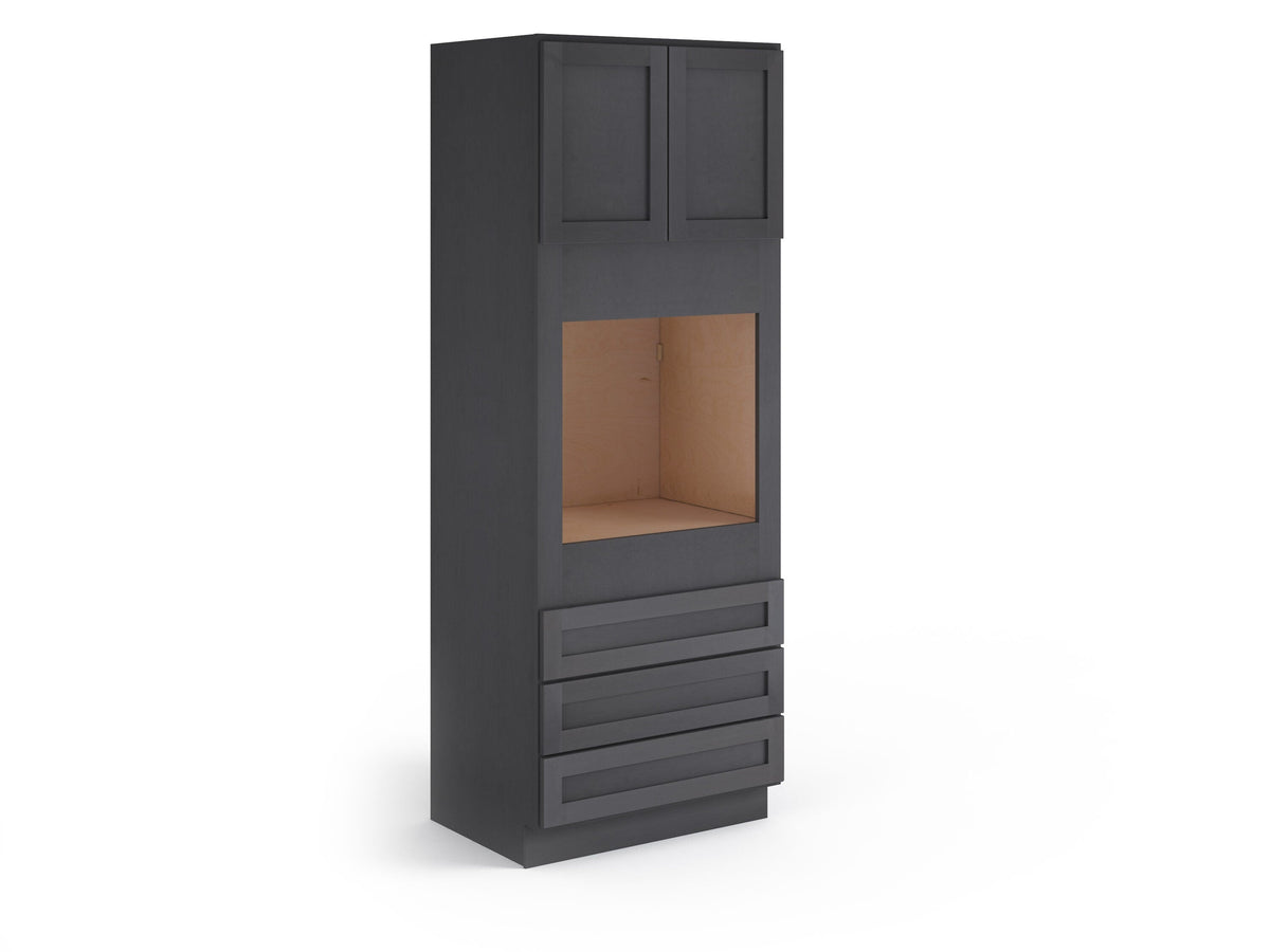 Valleywood Cabinetry 33-in W x 84-in H x 24-in D Ideal Gray Birch 3-Drawers Single or Double Oven Pantry Ready To Assemble Plywood Cabinet (Flat Panel Shaker Style)