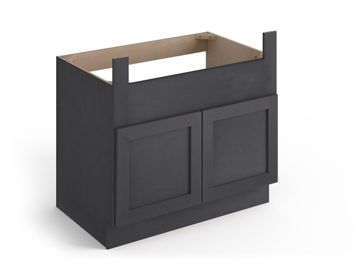Valleywood Cabinetry 36-in W x 34.5-in H x 24-in D Ideal Gray Birch Apron Front Sink Base Ready To Assemble Plywood Cabinet (Flat Panel Shaker Style)