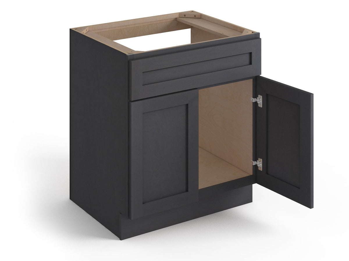 Valleywood Cabinetry 33-in W x 34.5-in H x 24-in D Ideal Gray Birch Sink Base Ready To Assemble Plywood Cabinet (Flat Panel Shaker Style)