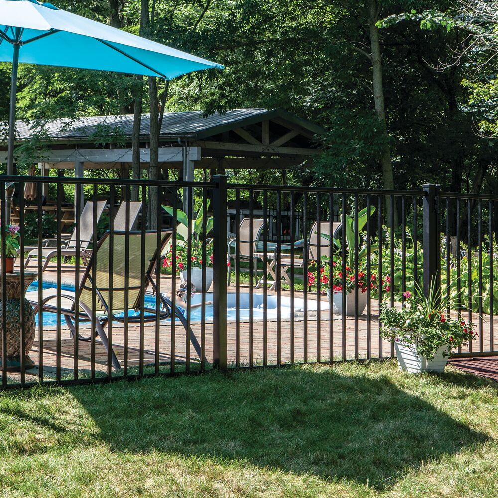 Freedom Easton 4-ft H x 6-ft W Black Aluminum Spaced Picket Flat-top Decorative Fence Panel