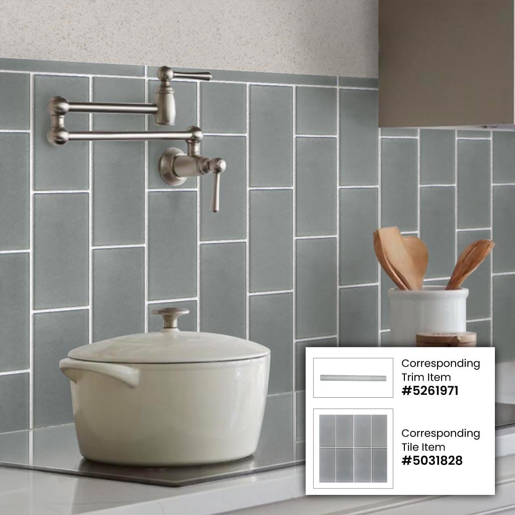 Apollo Tile 10-Pack Fossil Gray 1/2-in x 12-in Glass Pencil Tile (0.5-sq. ft/ Carton)