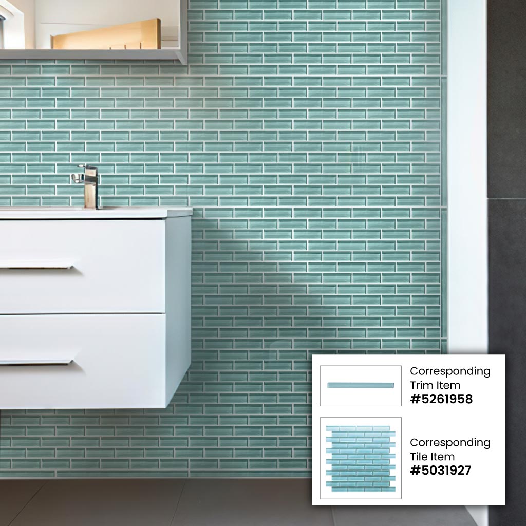 Apollo Tile Colorway Tiffany Blue 12-in x 12-in Glossy Glass Brick Subway Floor and Wall Tile (4.92-sq. ft/ Carton)