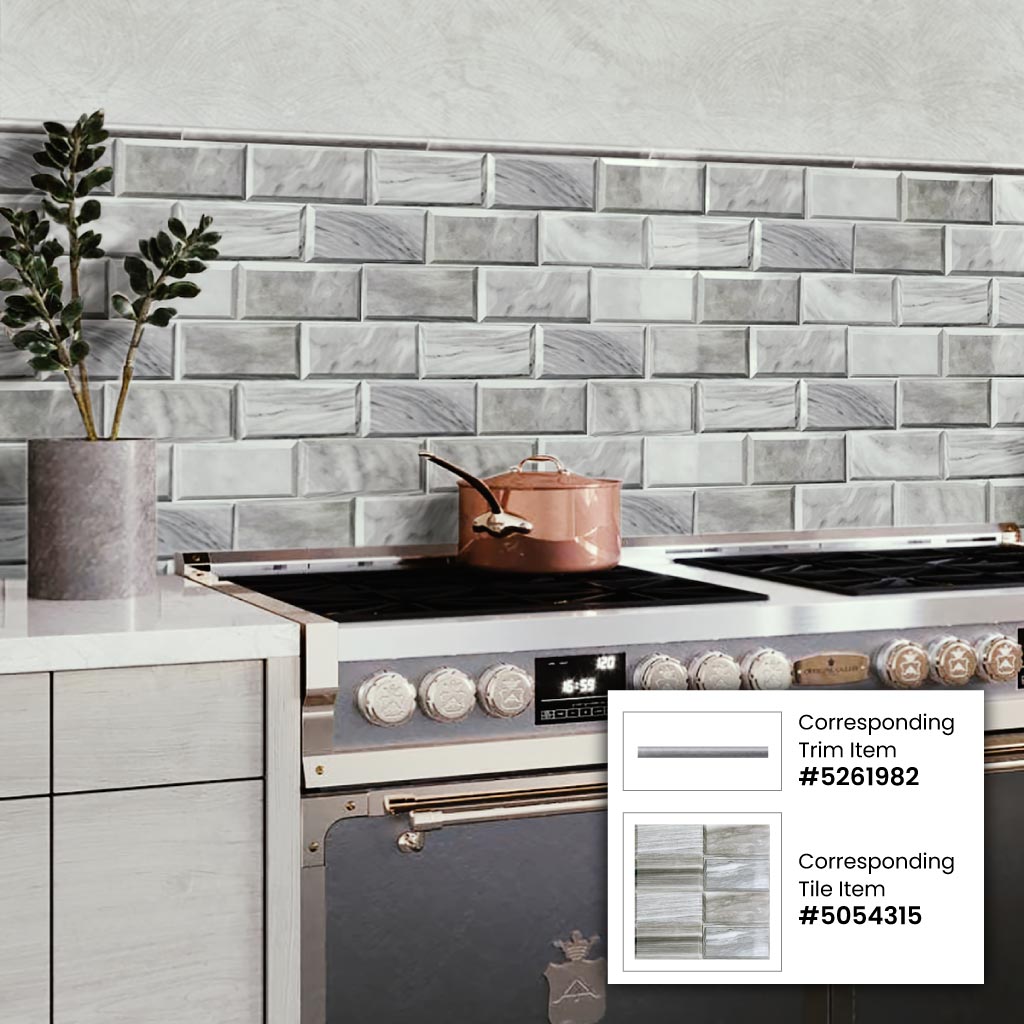 Apollo Tile 10-Pack Gray 1/2-in x 12-in Marble Pencil Tile (0.5-sq. ft/ Carton)