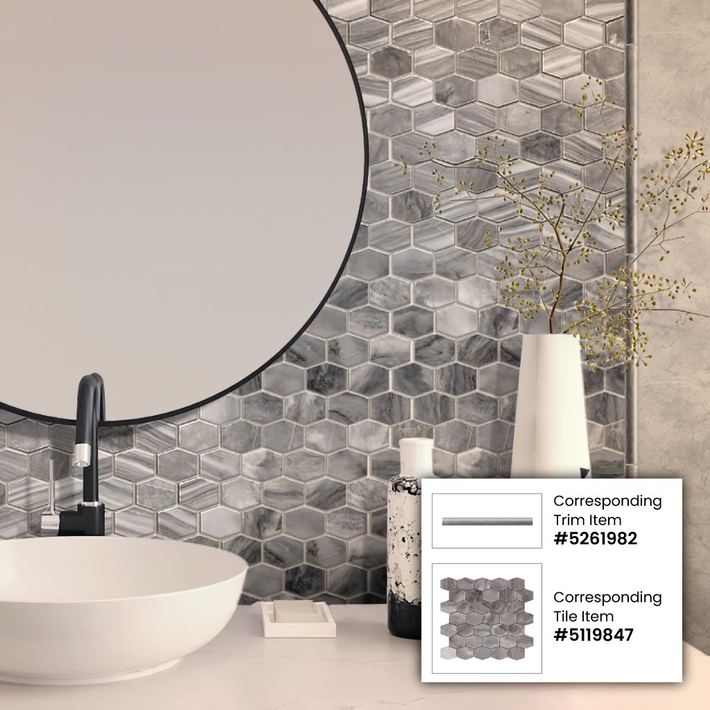 Apollo Tile 10-Pack Gray 1/2-in x 12-in Marble Pencil Tile (0.5-sq. ft/ Carton)