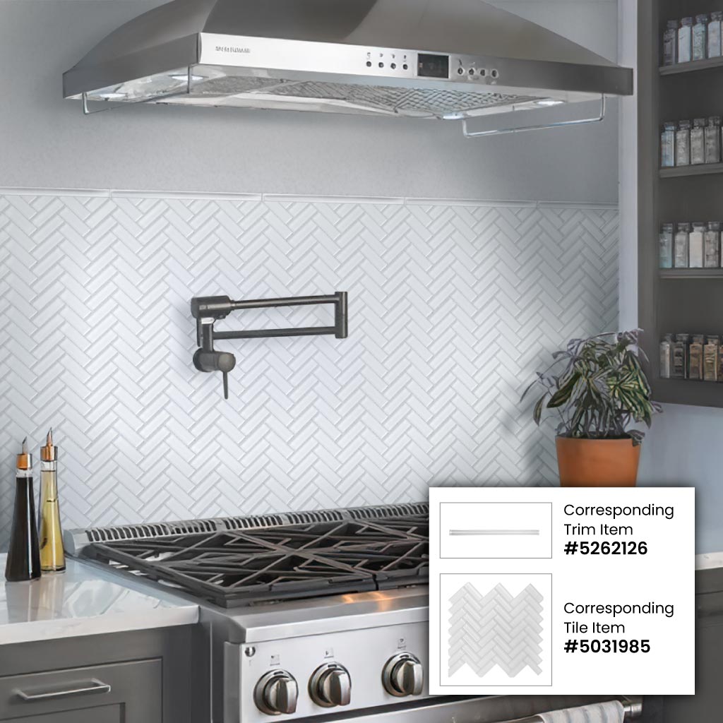 Apollo Tile Colorway White 11-in x 13-in Glossy Glass Herringbone Floor and Wall Tile (4.81-sq. ft/ Carton)