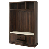 Bybafun Midcentury 47.2-in Brown Wood Hall Tree