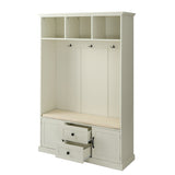 Bybafun Midcentury 47.2-in Off-white Wood Hall Tree