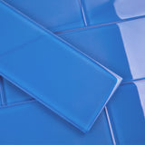 Giorbello (Sample) 4x12 Glass Subway Tiles Cobalt Blue 4-in x 12-in Glossy Glass Brick Subway Wall Tile