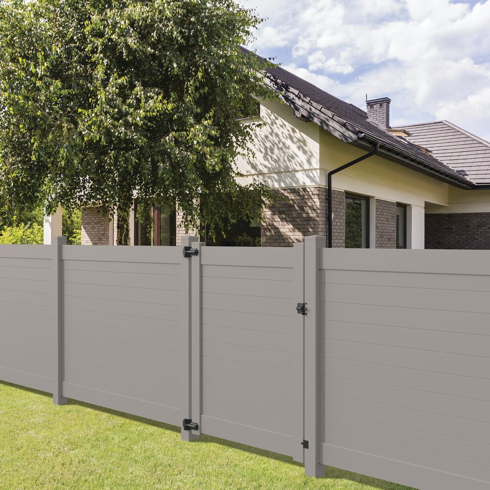 Freedom Barington 6-ft H x 8-ft W Gray Privacy Vinyl Flat-top Fence Panel (Unassembled)