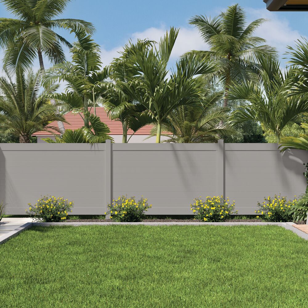 Freedom Barington 6-ft H x 8-ft W Gray Privacy Vinyl Flat-top Fence Panel (Unassembled)