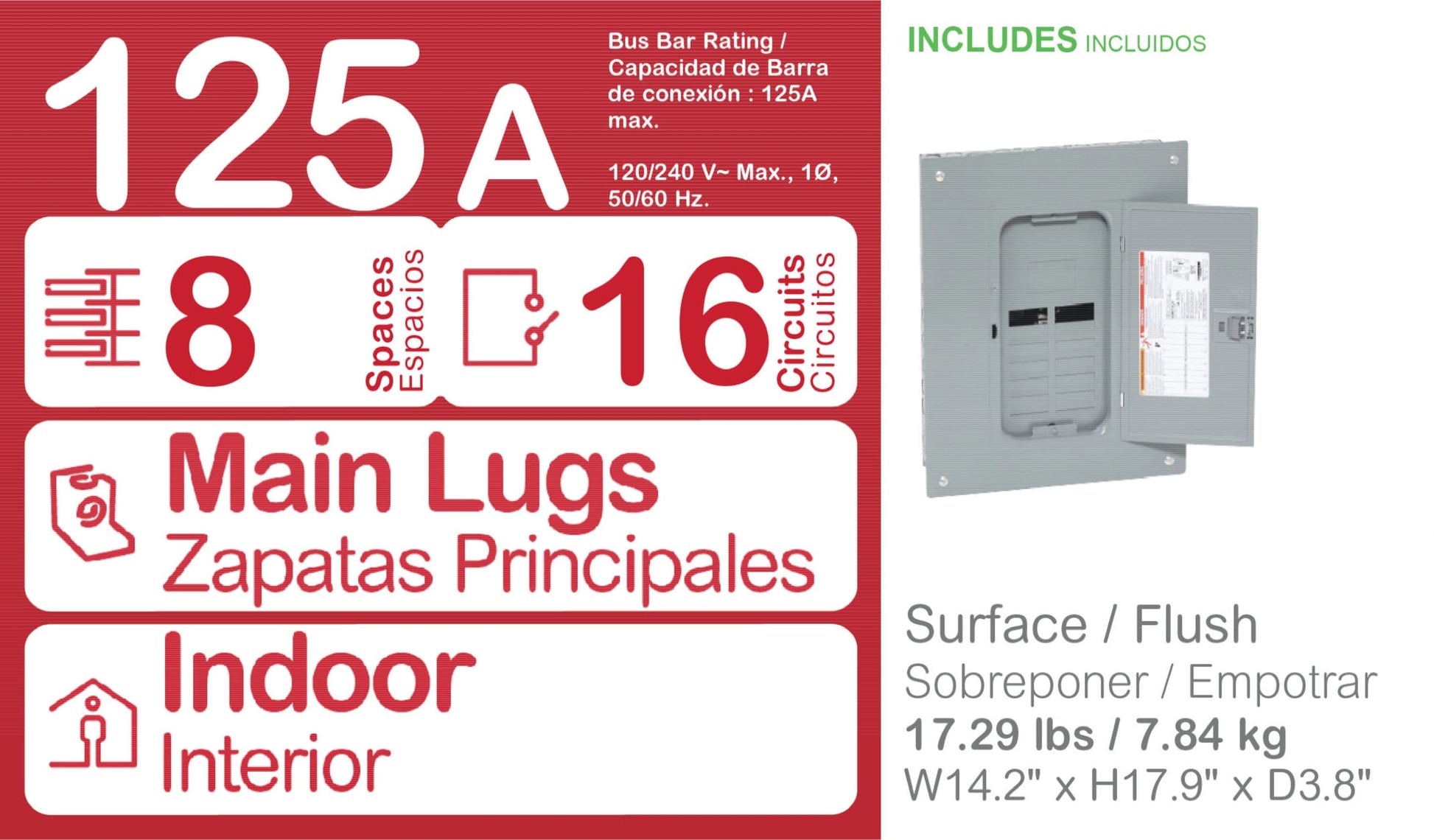 Square D Homeline 125-Amp 8-space load center - interior view