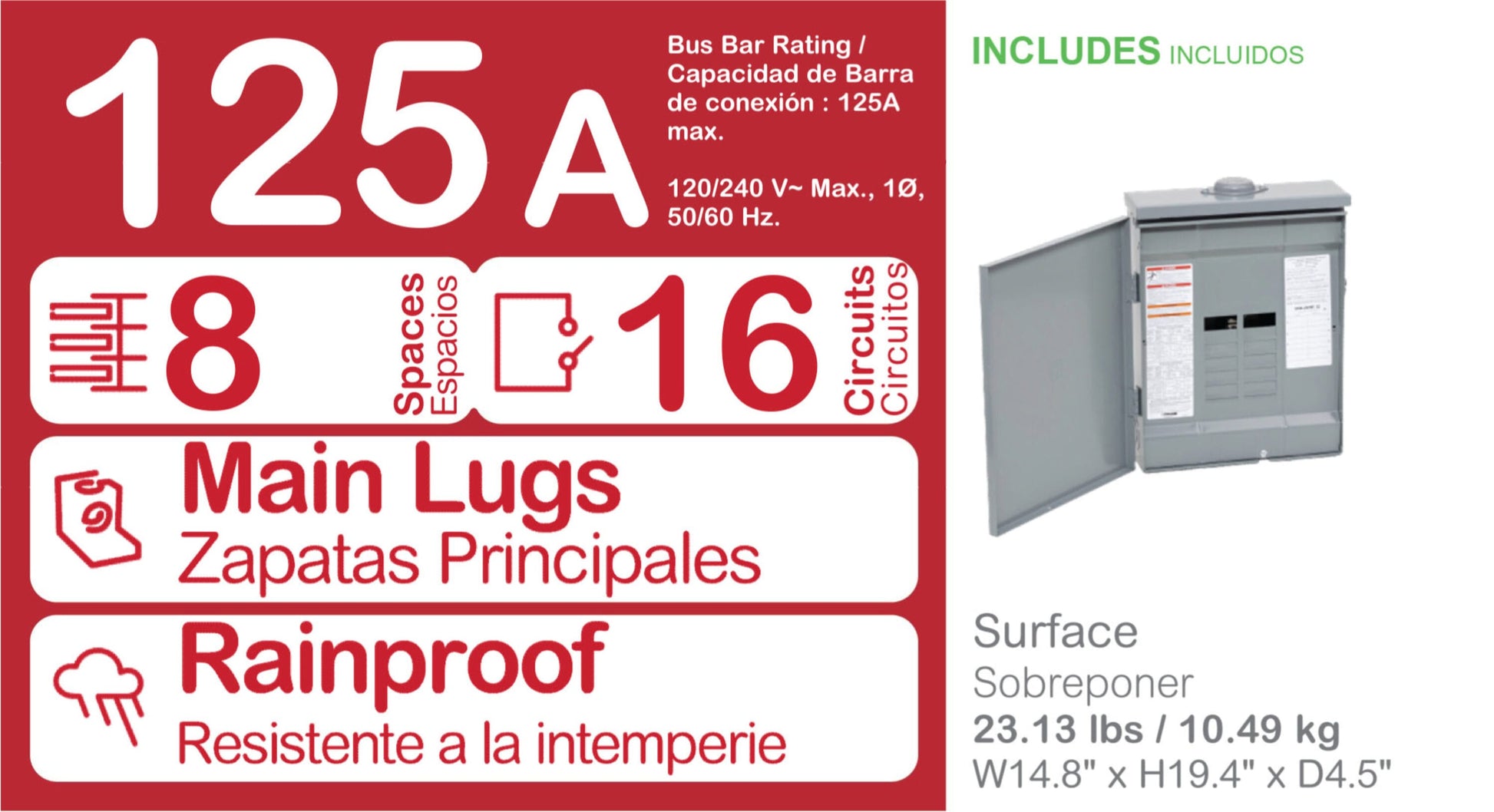 Square D Homeline 125-Amp 8-space load center - interior view