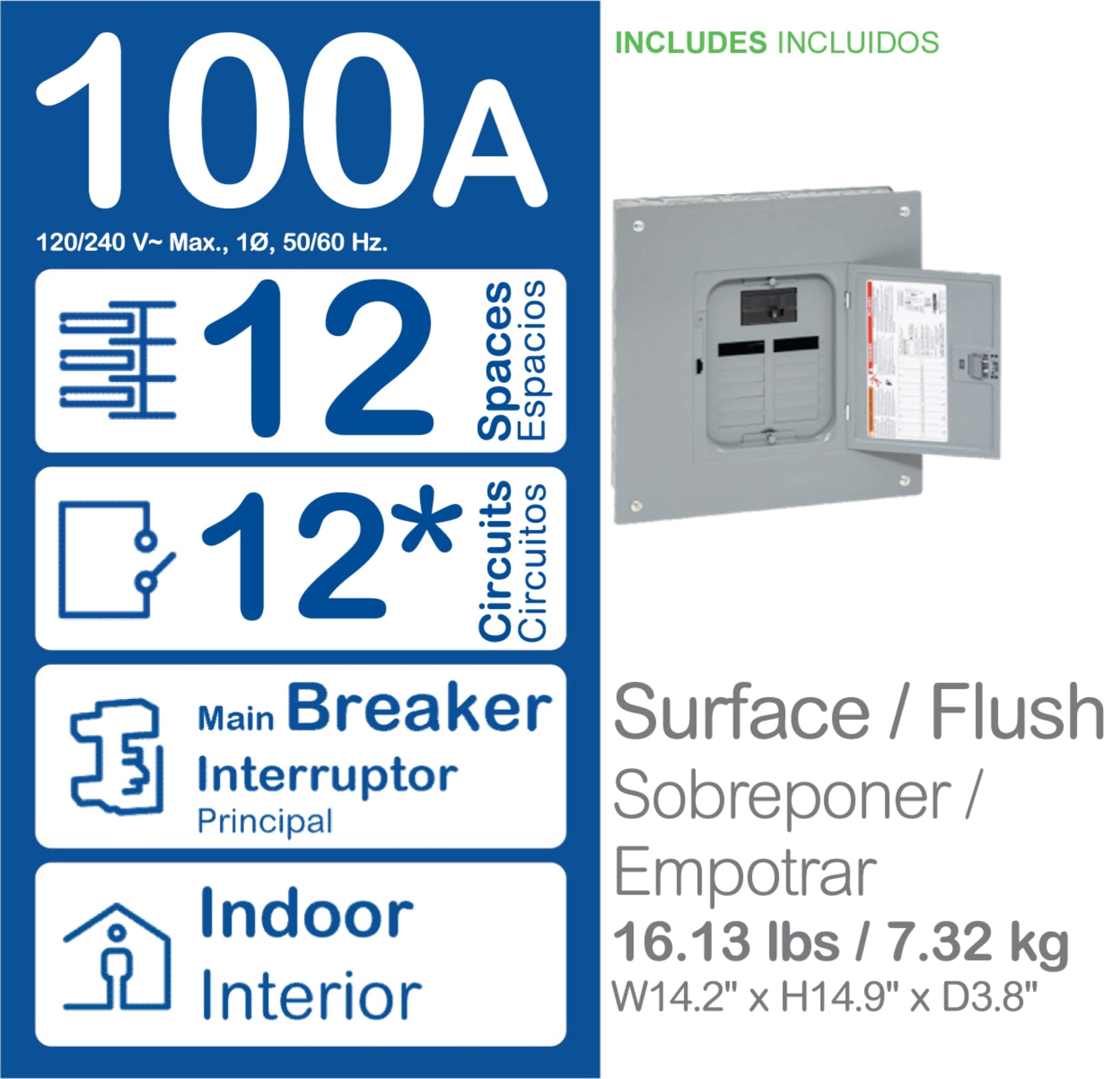 Square D QO 100-Amp 12-space load center - interior view