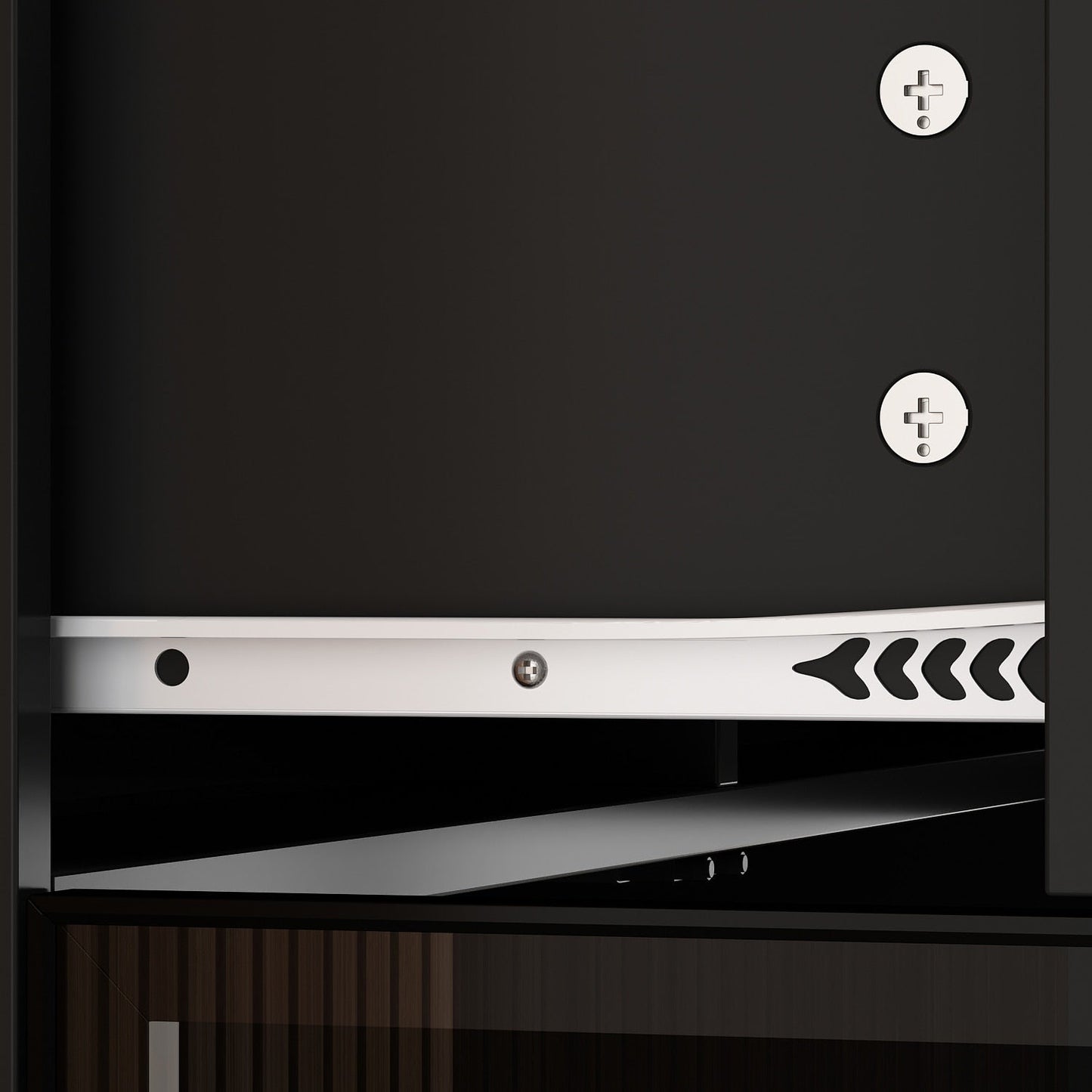 FUFU&GAGA Black Contemporary/Modern Glass Wine Cabinet with Shelves (110.2 in. W x 78.7 in. H x 14.2 in. D)