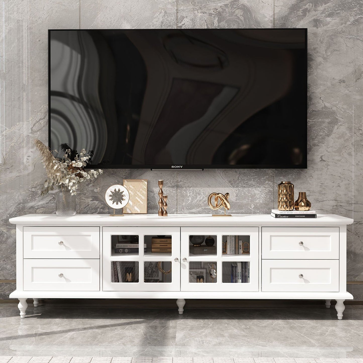 FUFU&GAGA Modern/Contemporary White Tv Cabinet (Accommodates TVs up to 80-in)