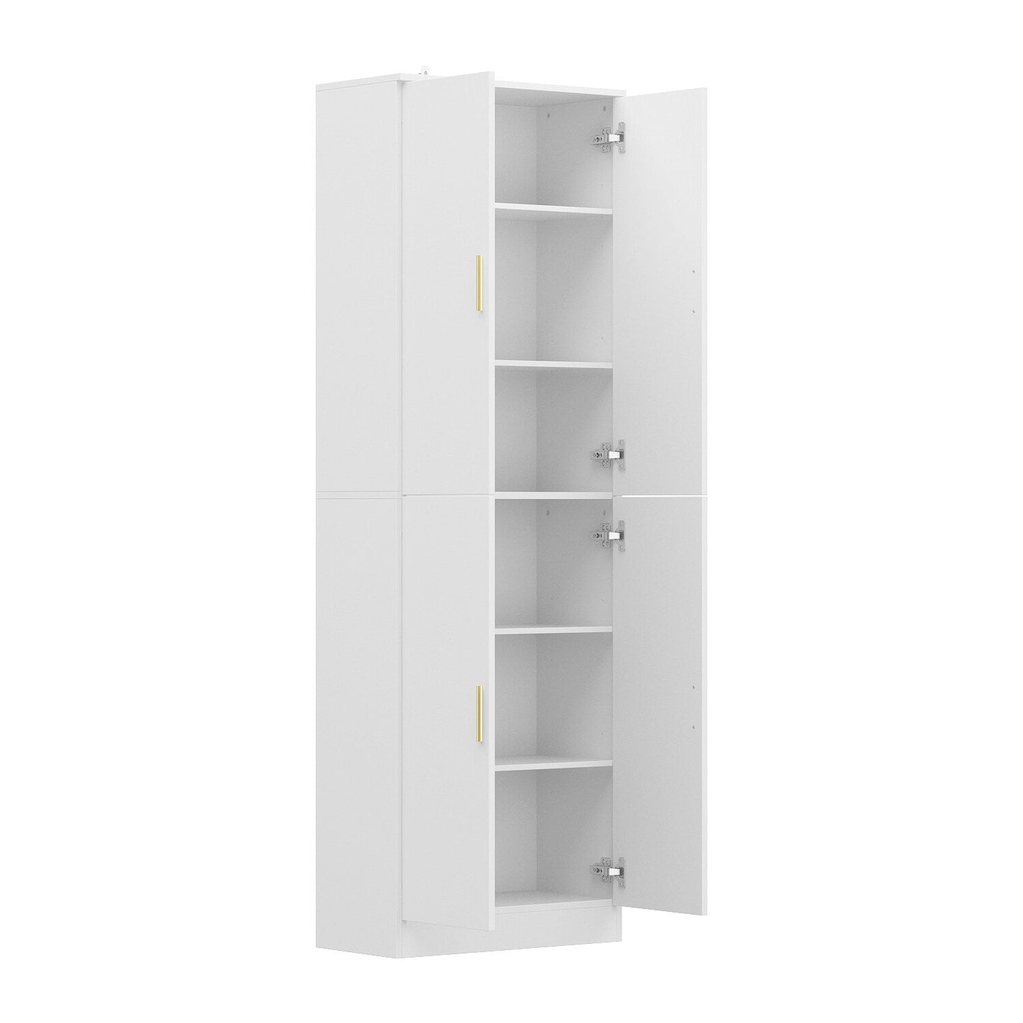 FUFU&GAGA Contemporary White Office Cabinet- 4 Doors, 6 Shelves, Adjustable- Composite Wood- 23.2-in x 11.8-in x 70.9-in- Metal Drawer Glides- Assembly Required