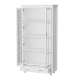 FUFU&GAGA Contemporary White Bookcase Cabinet- 36.2-in x 70.9-in x 14.6-in- 2 Doors, 4 Shelves- Multipurpose Storage- MDF- Easy Assembly