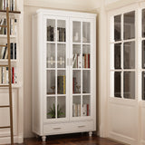 FUFU&GAGA Contemporary White Bookcase Cabinet- 36.2-in x 70.9-in x 14.6-in- 2 Doors, 4 Shelves- Multipurpose Storage- MDF- Easy Assembly